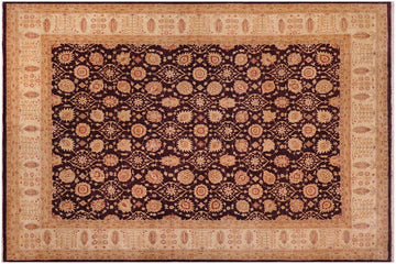 handmade Traditional Kafkaz Chobi Ziegler Aubergine Ivory Hand Knotted RECTANGLE 100% WOOL area rug 12 x 15